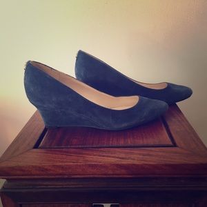 Cole Haan Blue suede wedge heels so 7.5B